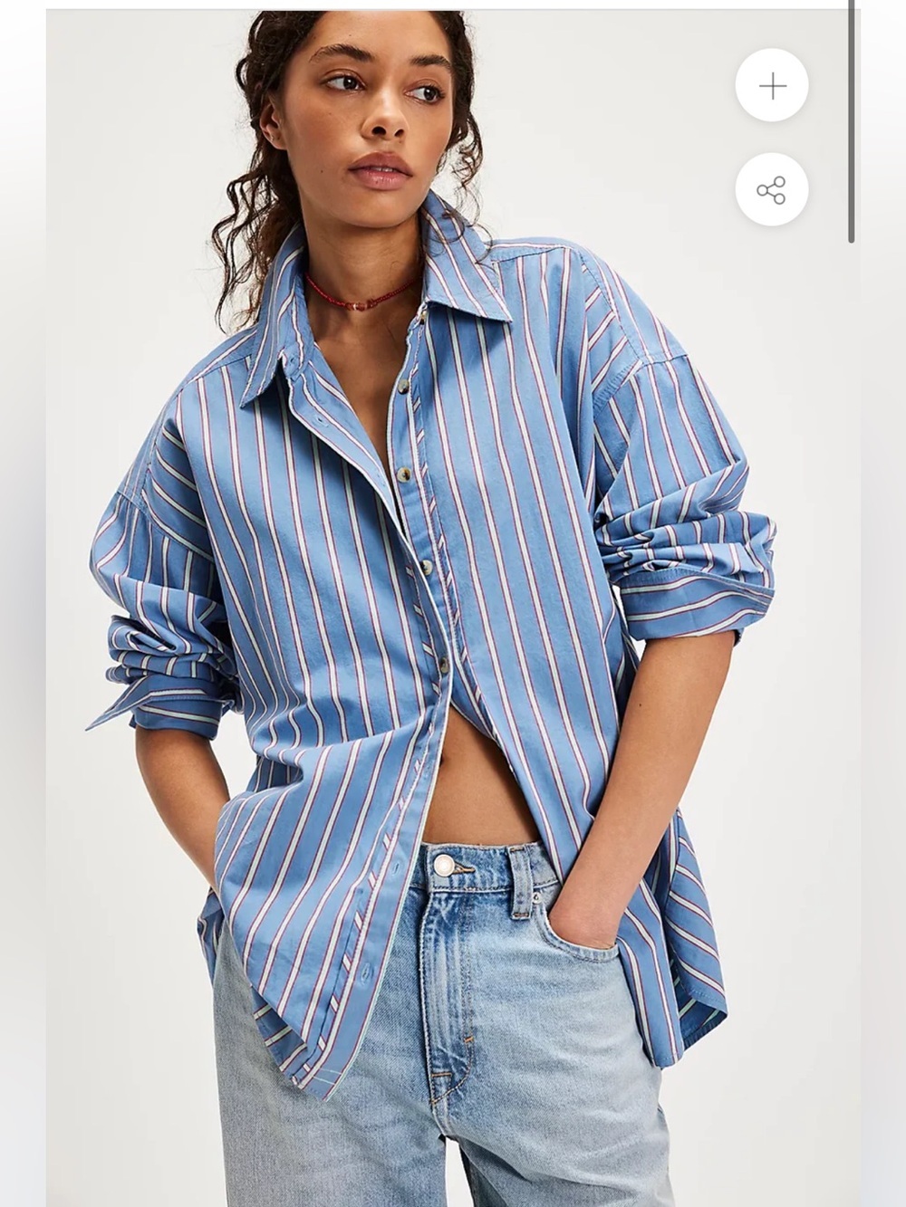 FREE PEOPLE STRIPED VARSITY VIBES SHIRT Size Medium